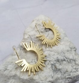 FLEURISH Gold Sun Sihouette Hoops Earrings