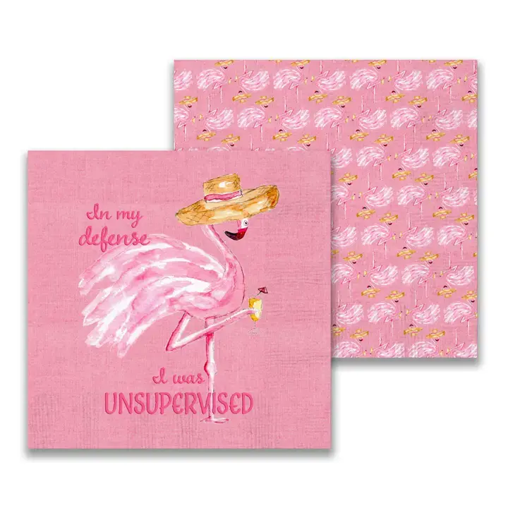 French Graffiti Unsupervised Flamingo Cocktail Napkins