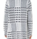 Liverpool Los Angeles Black/White Mixed Plaid Coatigan: Open Front Sweater Coat
