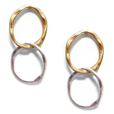 Meghan Browne Style Gold Silver Double Circle Earrings