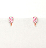 Meghan Browne Style Pink Pickleball Racket Earrings