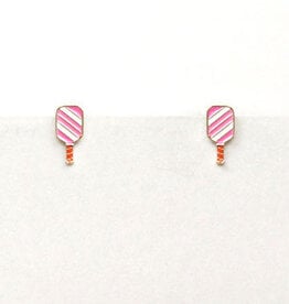 Meghan Browne Style Pink Pickleball Racket Earrings