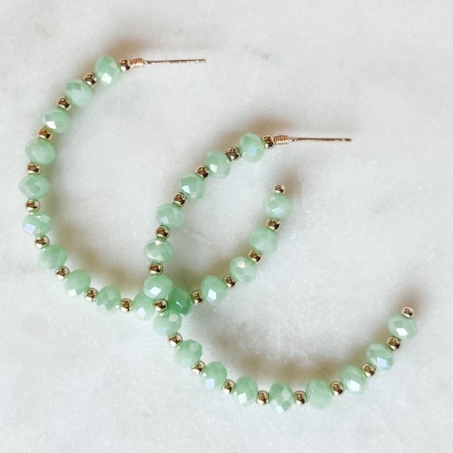 Lou & Co. Green Beaded Hoop Earrings