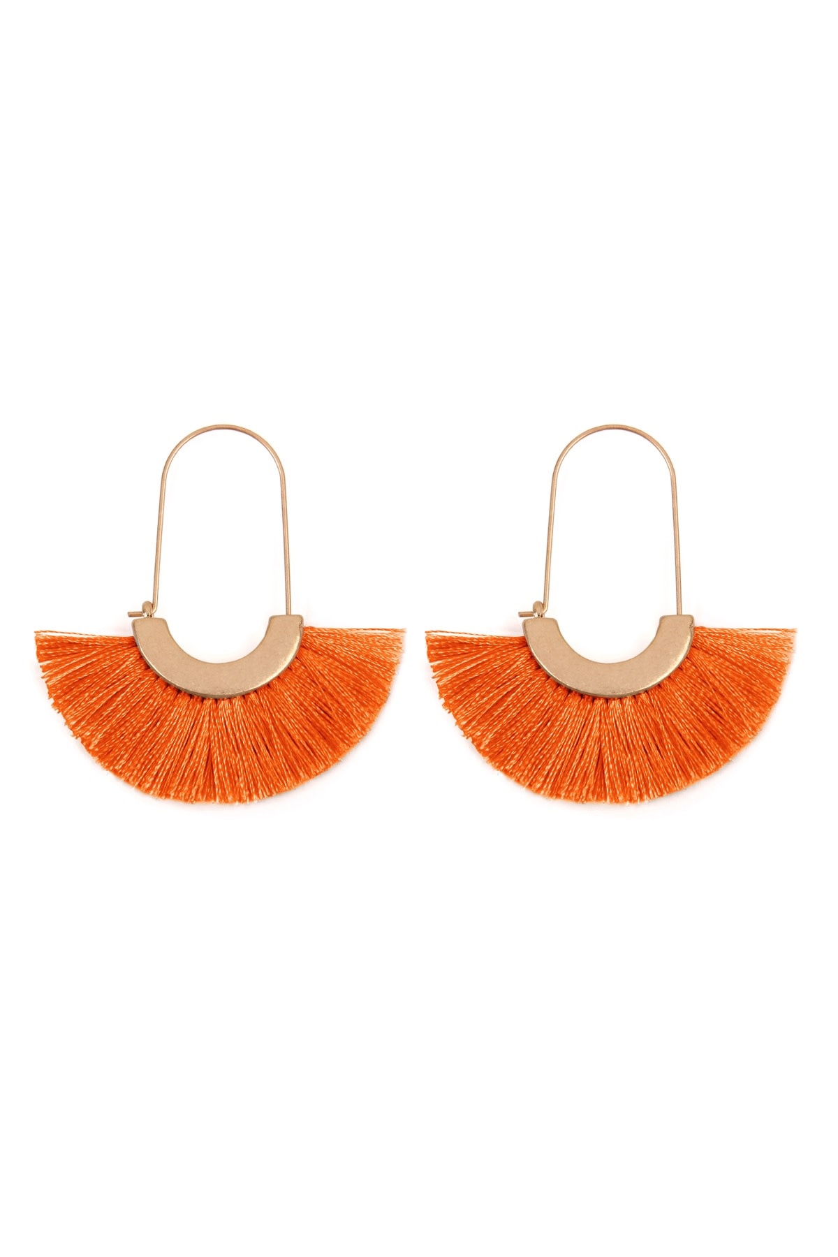 FLEURISH Orange Fan Shape Drop Hoop Earrings