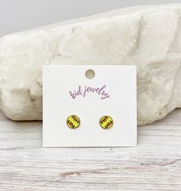 Softball Kids Clip On Sports Stud Earrings