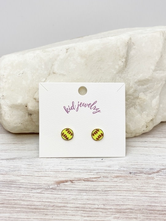 Softball Kids Clip On Sports Stud Earrings