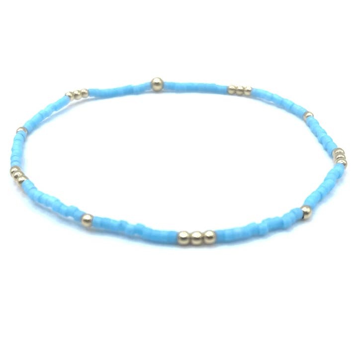 Erin Gray 2mm Newport True Turquoise + Gold Filled Waterproof Bracelet