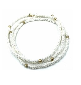 Erin Gray Og Classic Bracelet Stack in Pearl White + Gold Filled