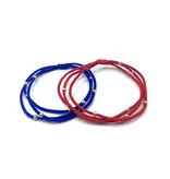 Erin Gray 3mm Gold Water Pony Waterproof Bracelet Hair Bands Set of 2 in Royal Blue & Red