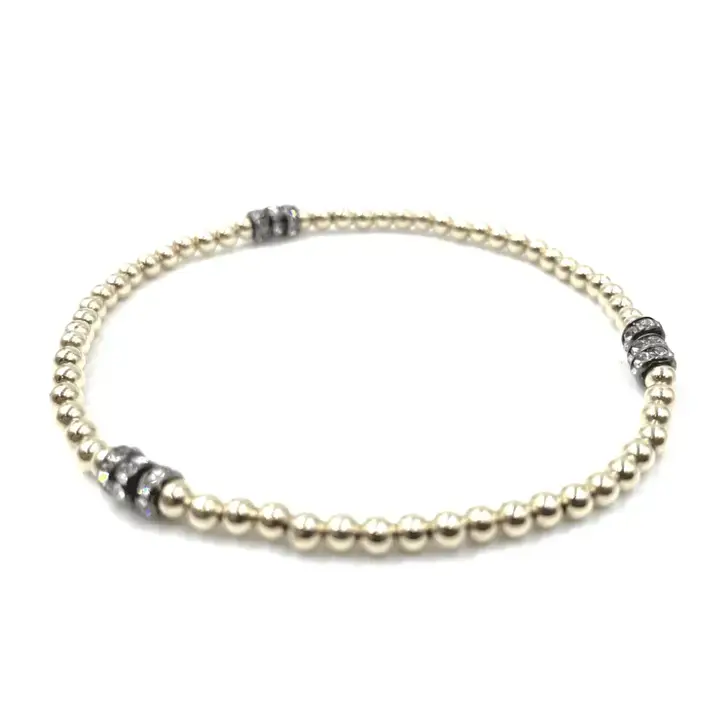 Erin Gray 6.5" Karma 14k Gold Filled Triple Glitter Bead Bracelet