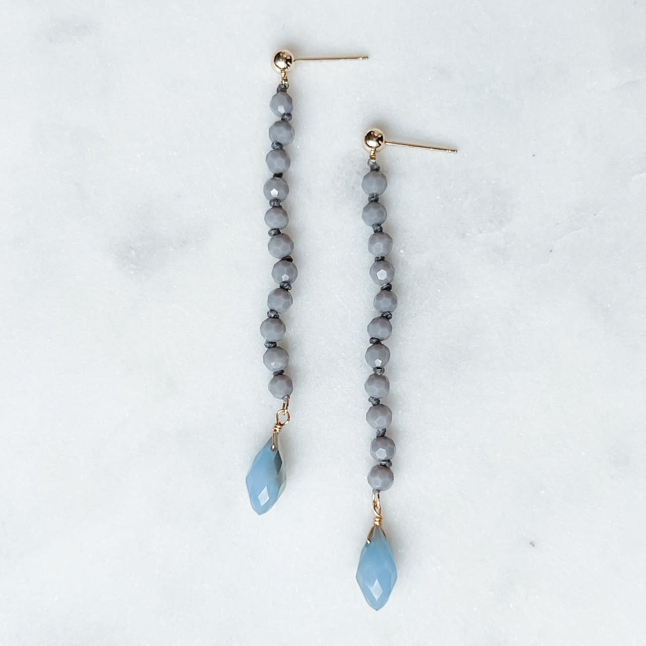 Lou & Co. Grey Beaded Drop Earrings