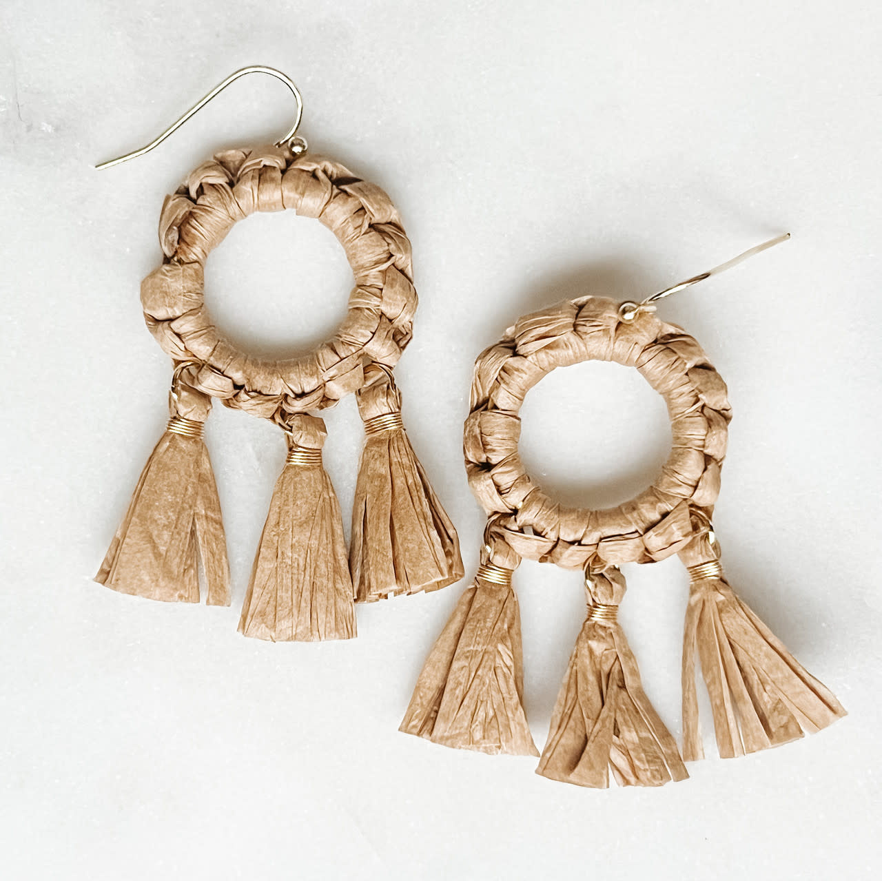 Lou & Co. Tan Raffia Wrapped Earrings