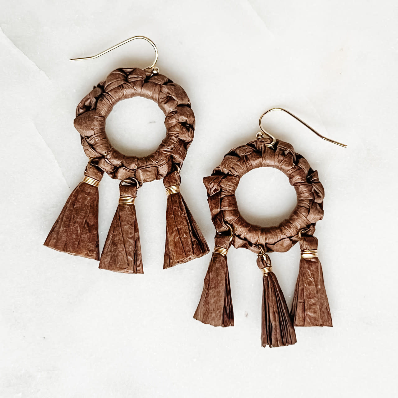 Lou & Co. Brown Raffia Wrapped Earrings