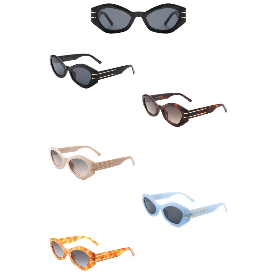 FLEURISH Geometric Oval Slim Fashion Round Cat Eye Sunglasses (various)