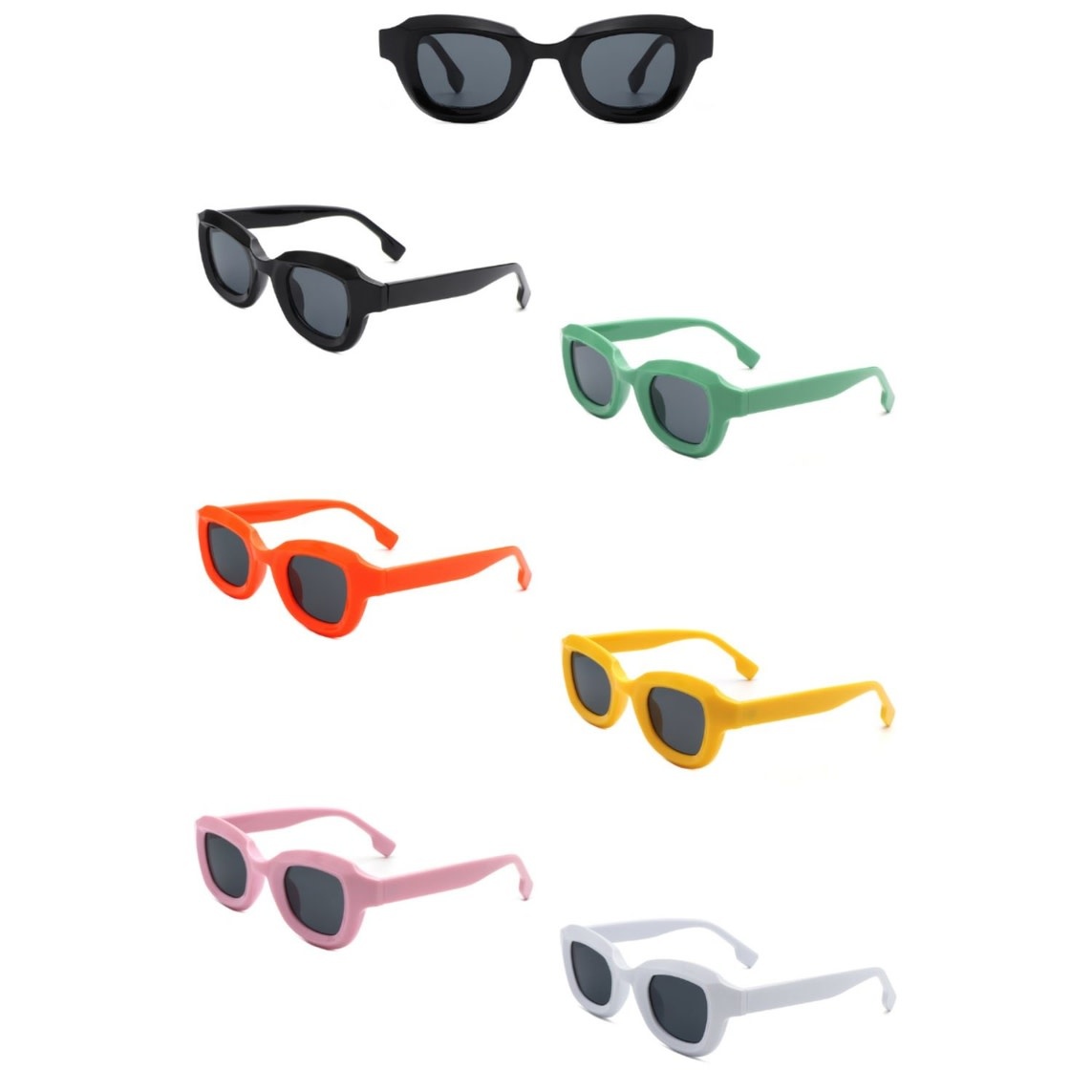 FLEURISH Square Horn Rimmed Small Fashion Color Pop Sunglasses (various) *great for kids too