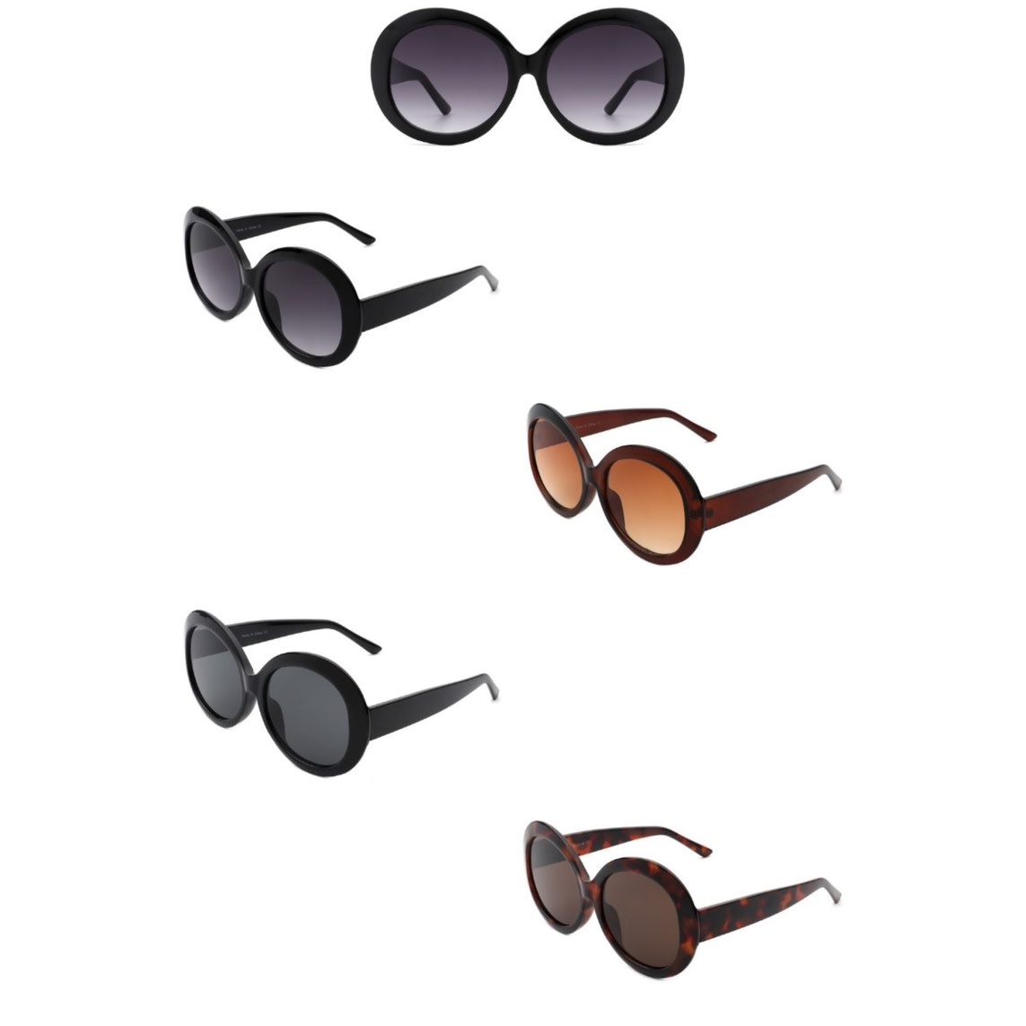 FLEURISH Women Oversize Retro Circle Large Fashion Round Sunglasses (various)