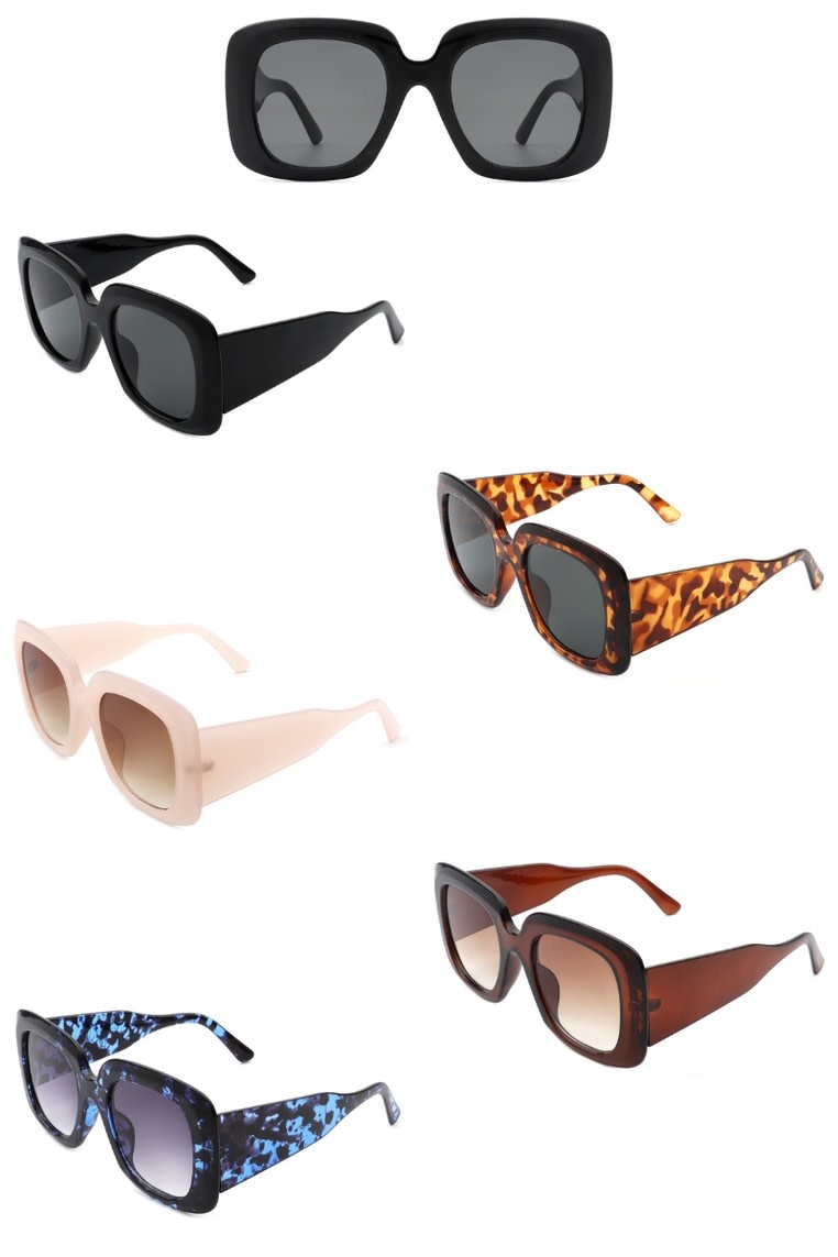 FLEURISH Women Retro Square Oversized Chunky Fashion Sunglasses (various)