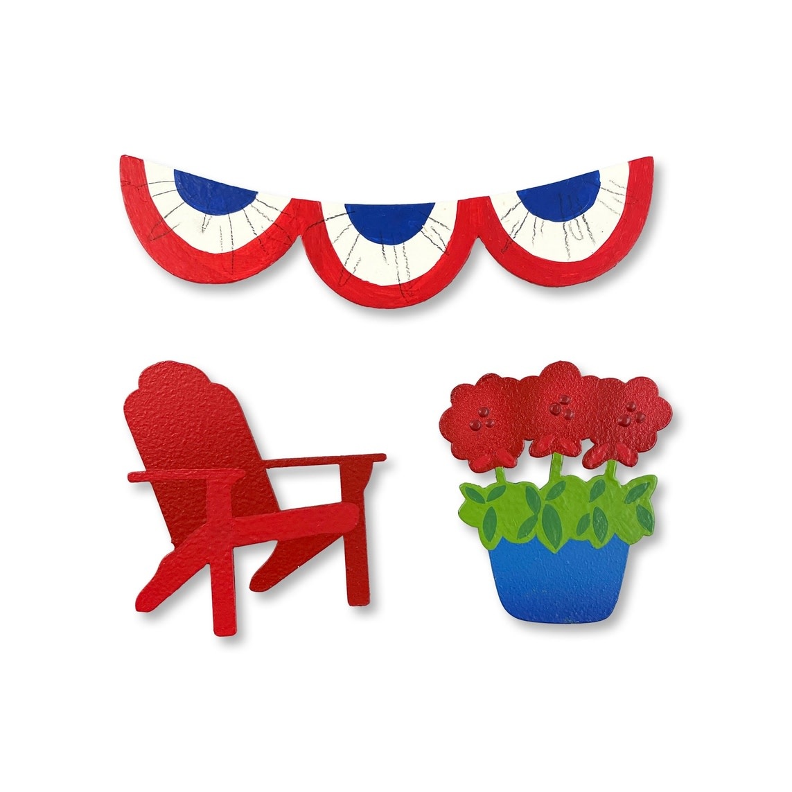 Roeda Studio Patriotic Front Porch Magnets S/3, Summer Decor