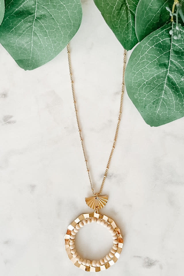 Lou & Co. Ivory Long Necklace With Beaded Pendant