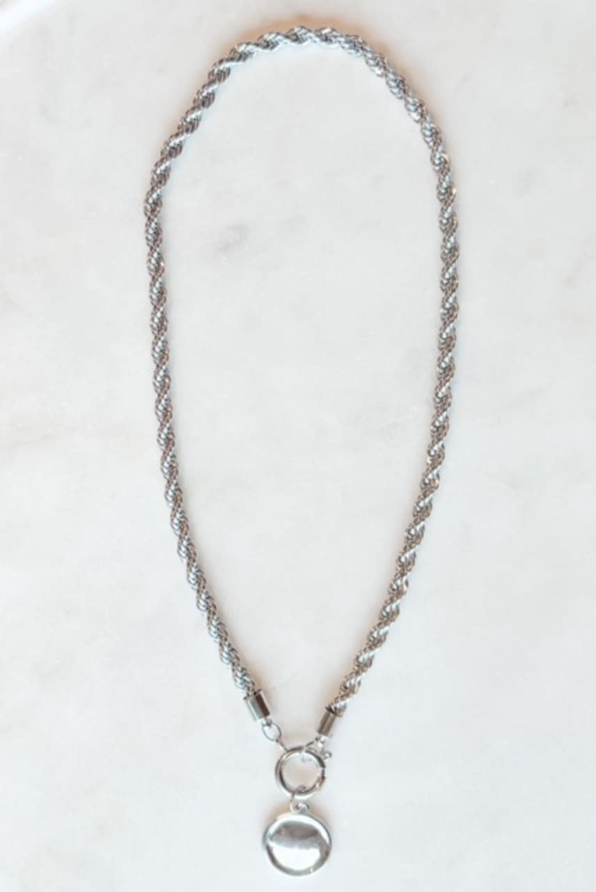 Lou & Co. Silver Twist Chain Necklace With Round Pendant