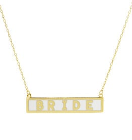 Lou & Co. Gold-Dipped Bride Enamel Bar Necklace