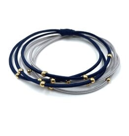 Erin Gray 3mm Gold Water Pony Waterproof Bracelet Hair Bands Set of 2 in Gray and Navy