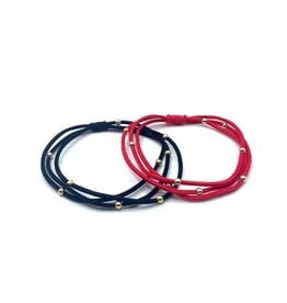 Erin Gray 3mm Gold Water Pony Waterproof Bracelet Hair Bands Set of 2 in Red and Black