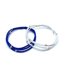 Erin Gray 3mm Gold Water Pony Waterproof Bracelet Hair Bands Set of 2 in Royal Blue and White (UK, Springboro, Miamisburg, Hamilton)