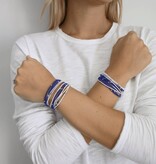 Erin Gray 3mm Gold Water Pony Waterproof Bracelet Hair Bands Set of 2 in Royal Blue and White (UK, Springboro, Miamisburg, Hamilton)