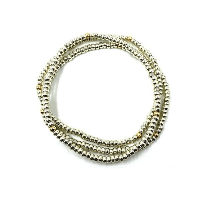 Erin Gray Og Classic Bracelet Stack in Platinum + Gold Filled
