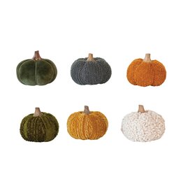 FLEURISH Cotton Blend Bouclé/Velvet Pumpkin w/ Wood Stem (choice of 6 styles)