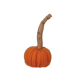 FLEURISH Orange Wool Pumpkin w/ Jute Wrapped Stem