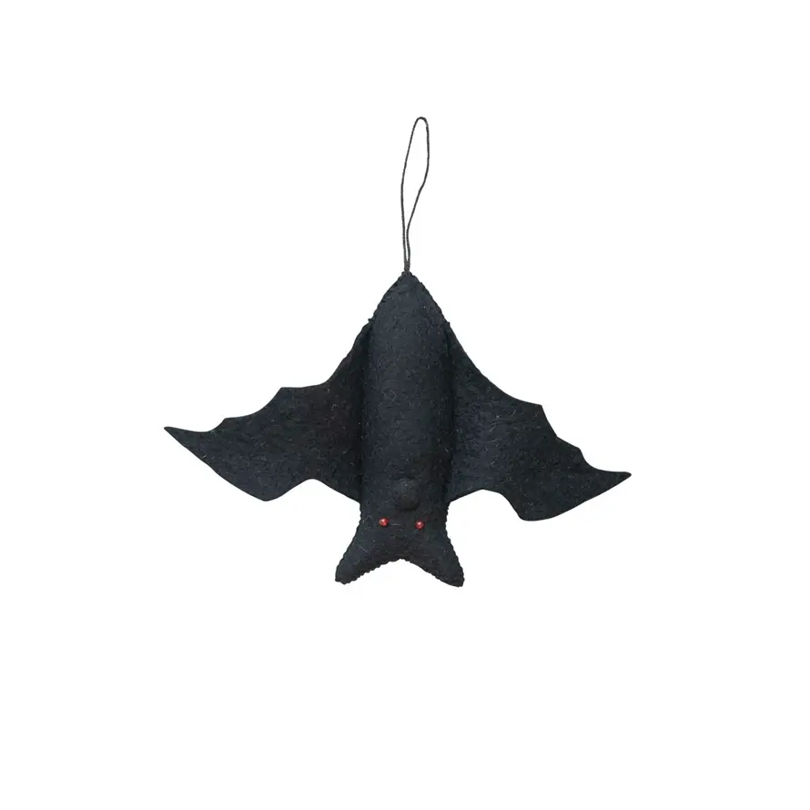 FLEURISH Large Black Handmade Wool Felt Hanging Bat
