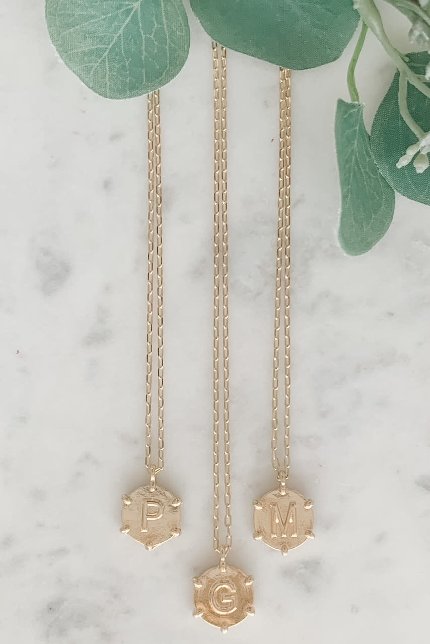Lou & Co. Gold Medallion Initial Necklace