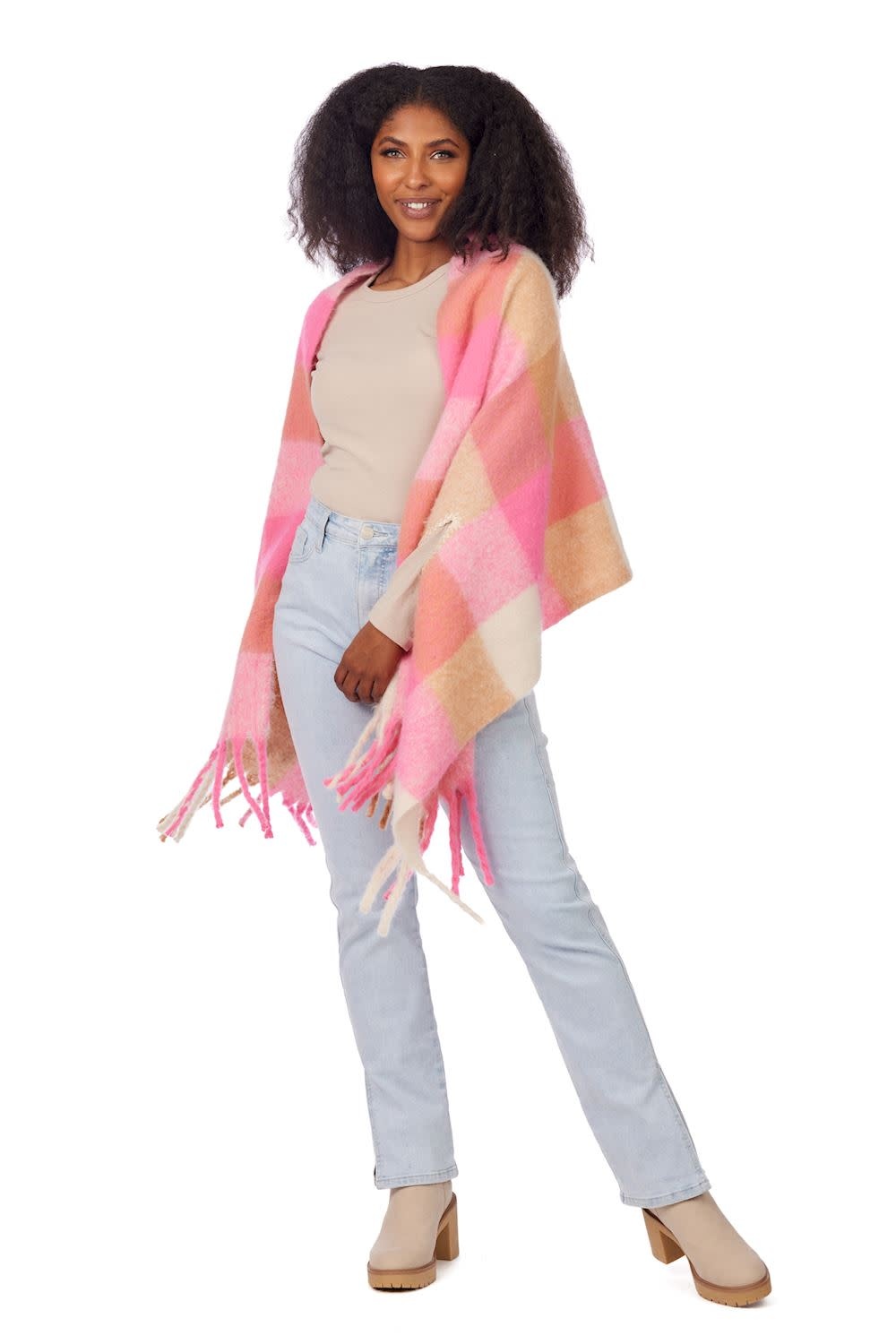 Mudpie PINK BRIGHT SCARF WRAP