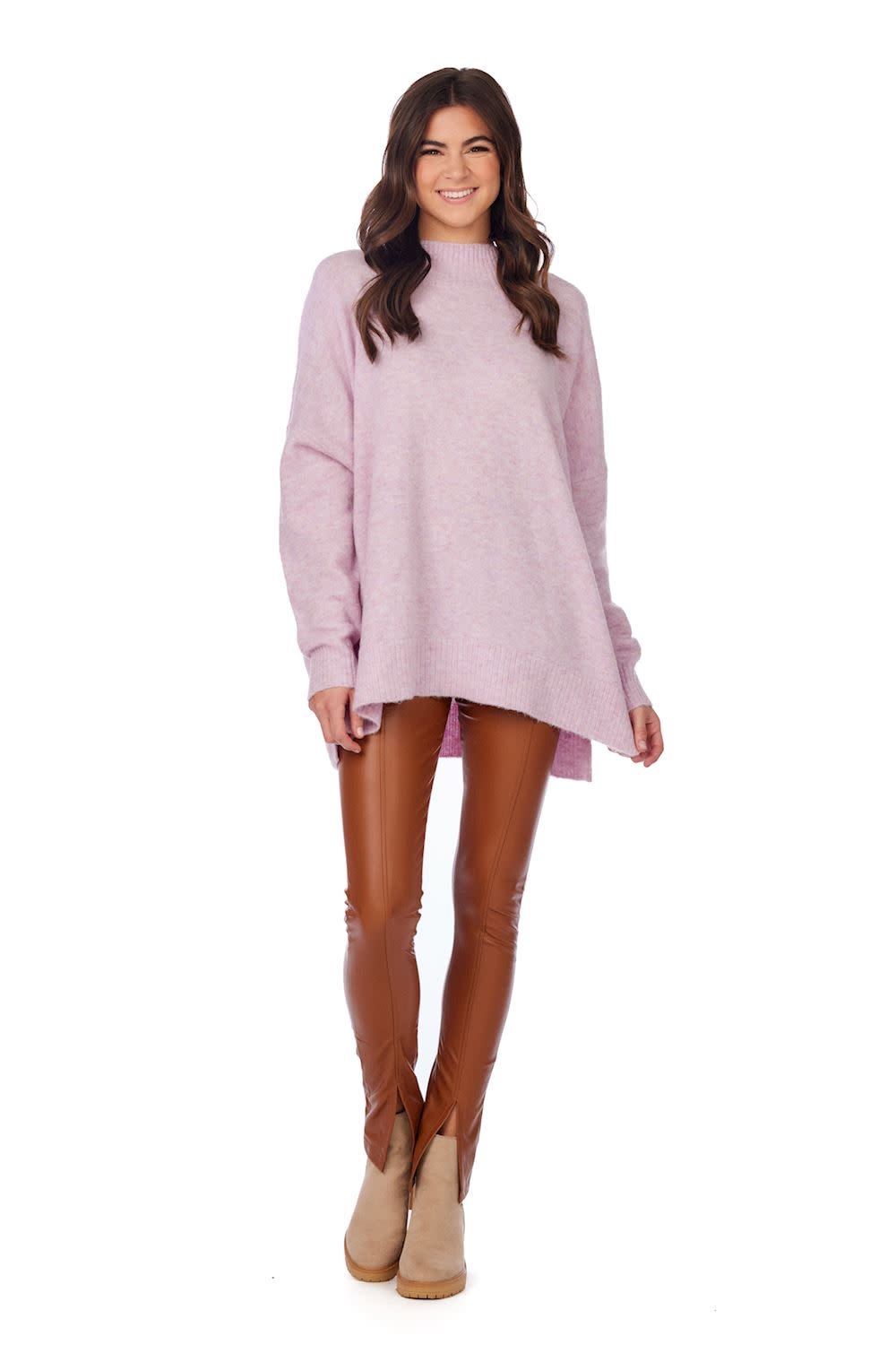 Mudpie PURPLE MONICA CREW NECK SWEATER (ONE SIZE)