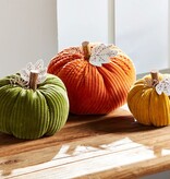 Mudpie ORANGE CORDUROY PUMPKIN SITTER