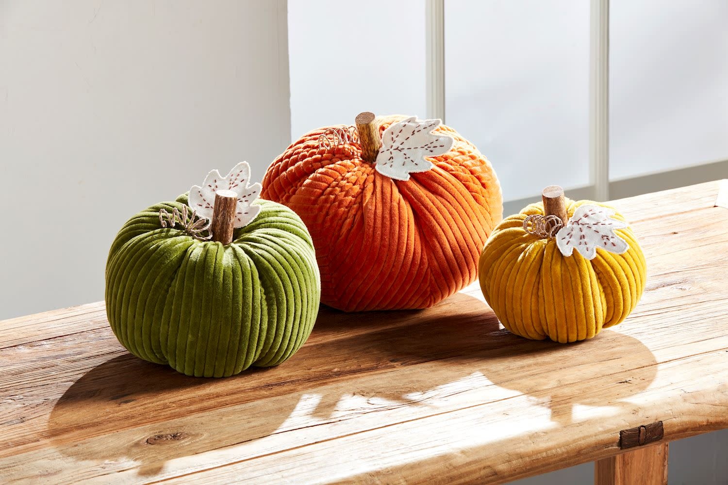 Mudpie ORANGE CORDUROY PUMPKIN SITTER