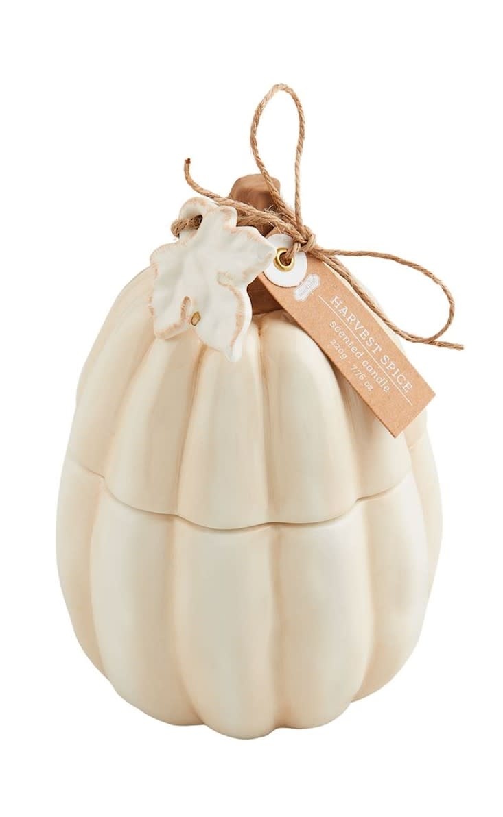 Mudpie WHITE CERAMIC PUMPKIN CANDLE