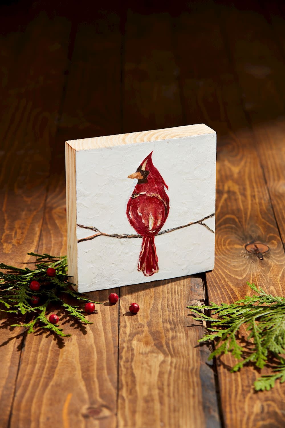 Mudpie CARDINAL WOOD PLAQUE
