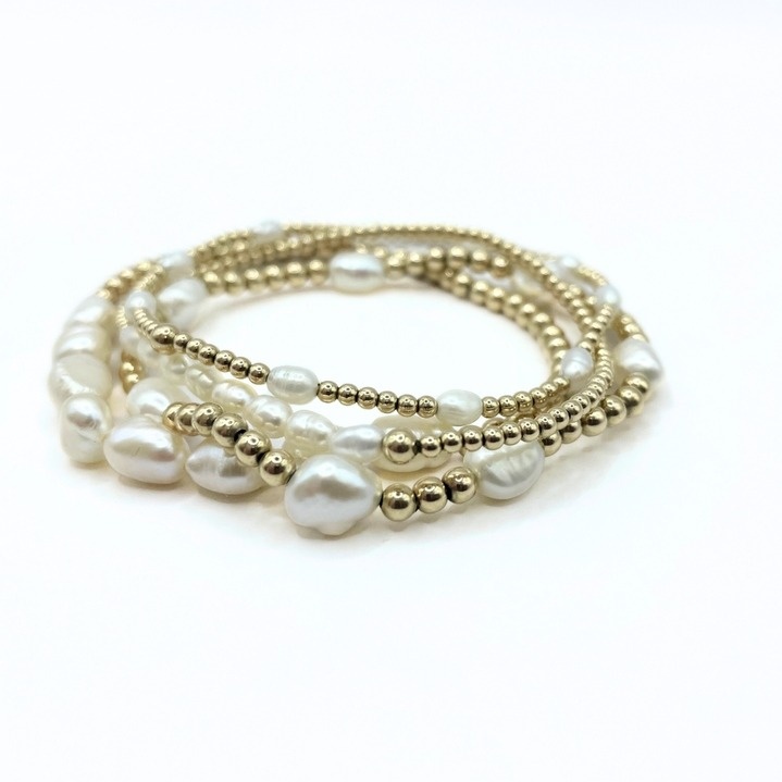 Erin Gray Baroque Row Pearl Bracelet in 14k Gold-Filled