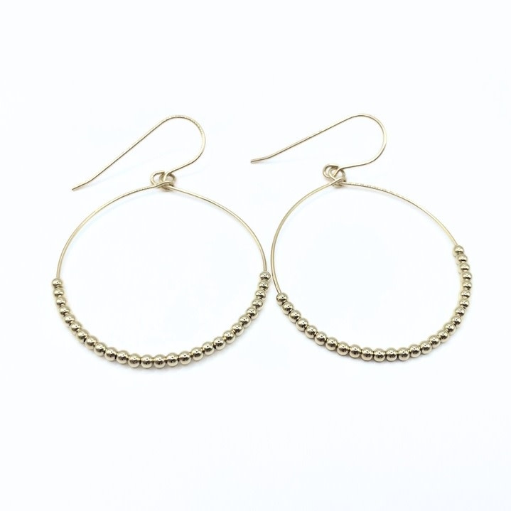 Erin Gray Gold-Filled Simple Beaded Hoop Dangler Earrings - Waterproof