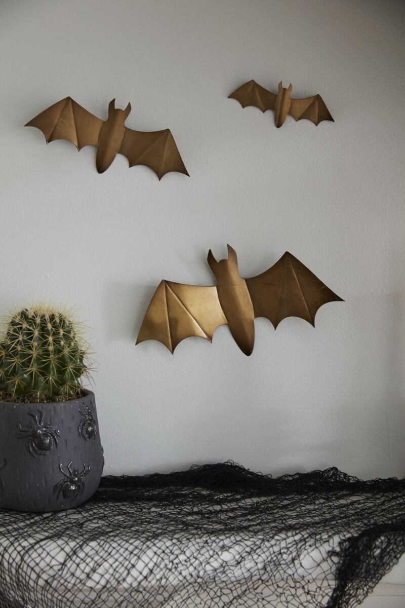 FLEURISH Antiqued Brushed Gold Bat Wall Décor (Set of 3)