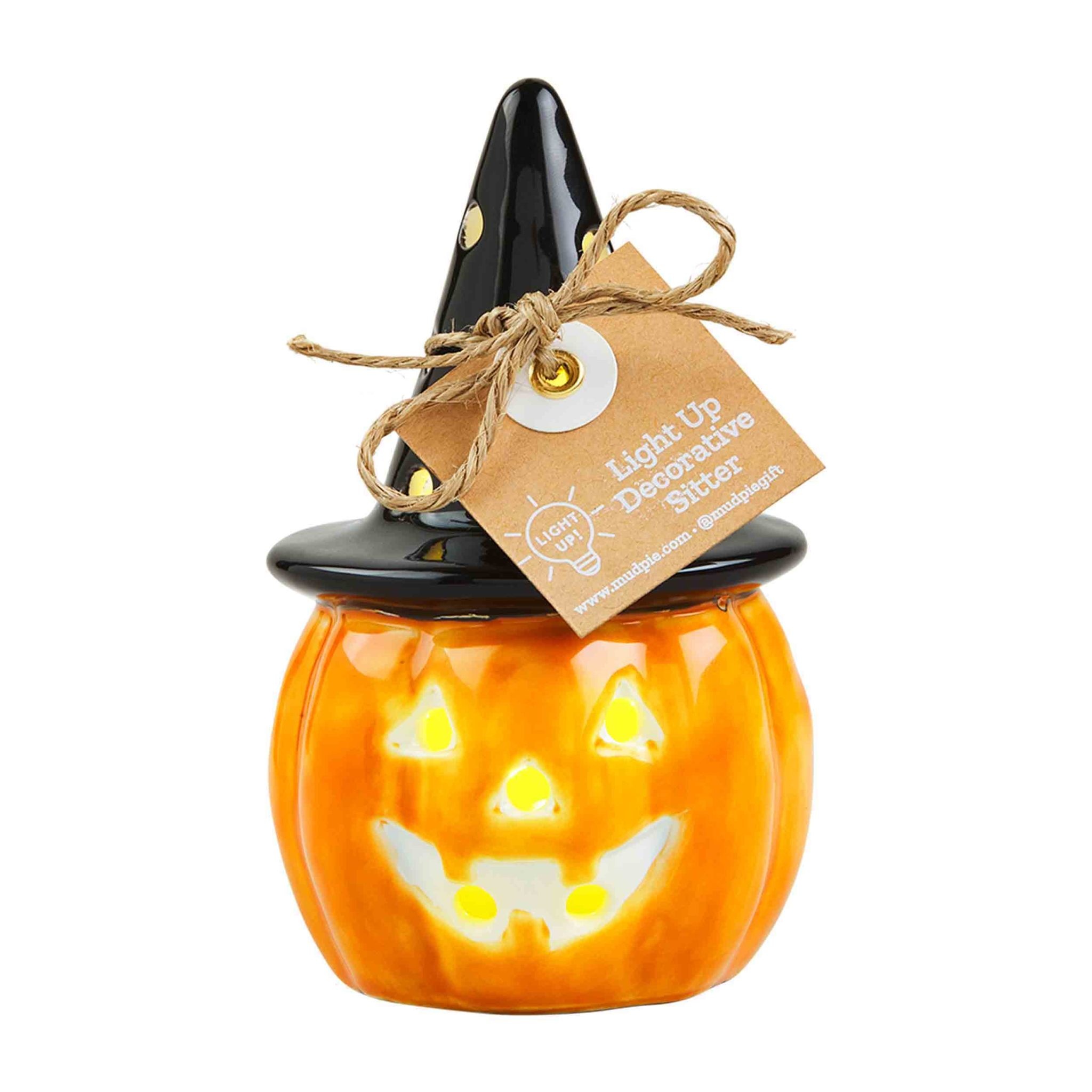 Mudpie Witch Jack-O-Lantern Light Up Sitter
