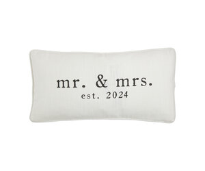 Mudpie LUMBAR MR MRS EST 2024 PILLOW FLEURISH Home Apparel Gift