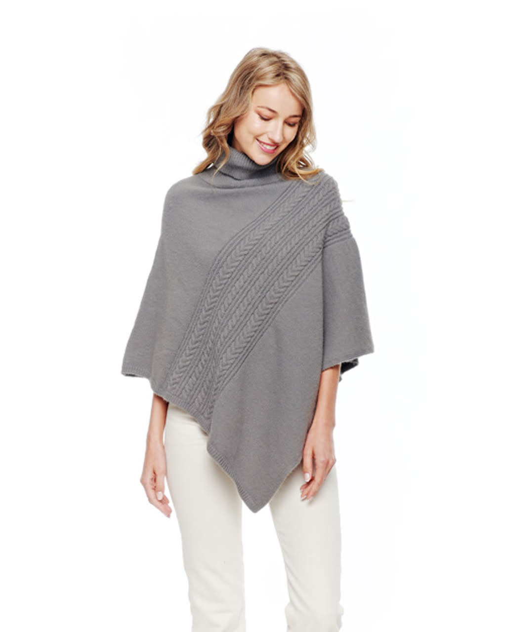 Lou & Co. Grey Cable Knit Poncho (one size)