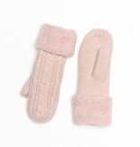 Lou & Co. Pink Wool Cable Knit Fuzzy-Lined Mittens