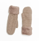 Lou & Co. Taupe Wool Cable Knit Fuzzy-Lined Mittens