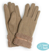 Lou & Co. Taupe Teddy Fur Cuff Gloves
