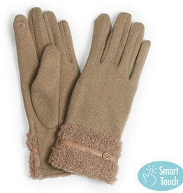 Lou & Co. Taupe Teddy Fur Cuff Gloves